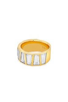 Gold Finish Hand-Cut Polki Mirror Double Ring