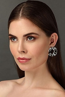 White Finish Hand-Cut Mirror Earring