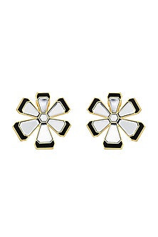 Gold Finish Floral Stud Earrings