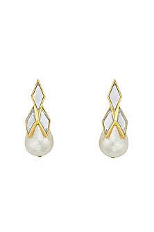 Gold Finish Pearl Earrings