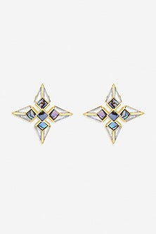 Gold Finish Mother Of Pearl Earrings