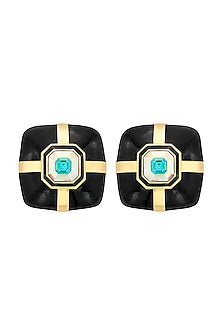Gold Finish Amethyst Stud Earrings