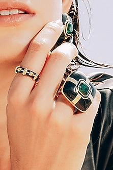 Gold Finish Emerald Ring
