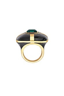 Gold Finish Emerald Ring