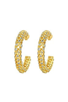 Gold Finish Mirror Hoop Earrings