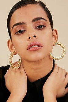 Gold Finish Mirror Hoop Earrings