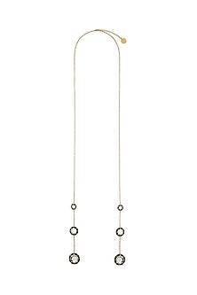 Gold Finish Mirror Long Necklace