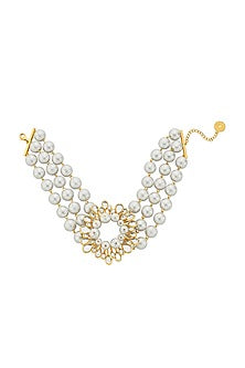 Gold Finish Pearls Choker Necklace