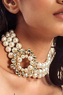 Gold Finish Pearls Choker Necklace