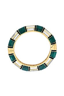 Gold Finish Quartz & Mirror Bangle