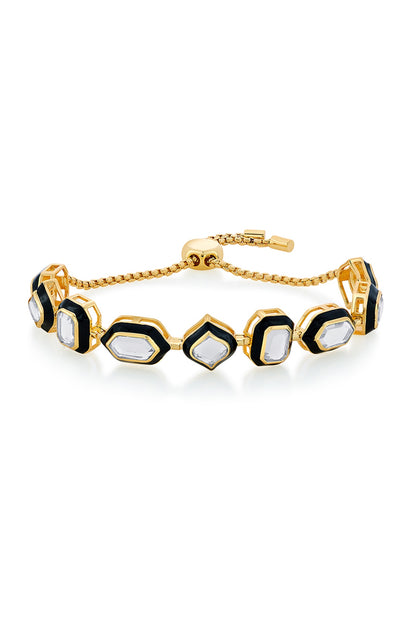 Gold Plated Mirrors & Pearls Bracelet