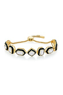 Gold Plated Mirrors & Pearls Bracelet
