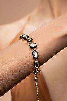 Gold Plated Mirrors & Pearls Bracelet