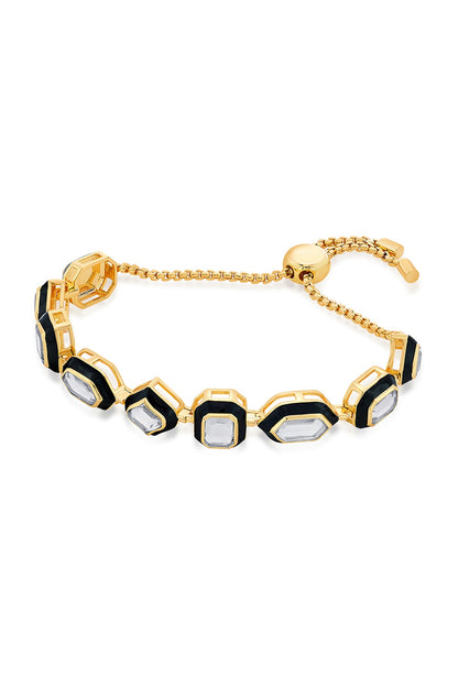 Gold Plated Mirrors & Pearls Bracelet