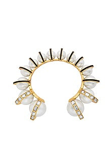 Gold Plated Mirror & Pearls Cuff