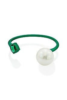 Gold Plated Mirror & Pearls Cuff