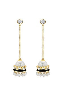 Gold Plated Pearls & Mirror Jhumka Earrings