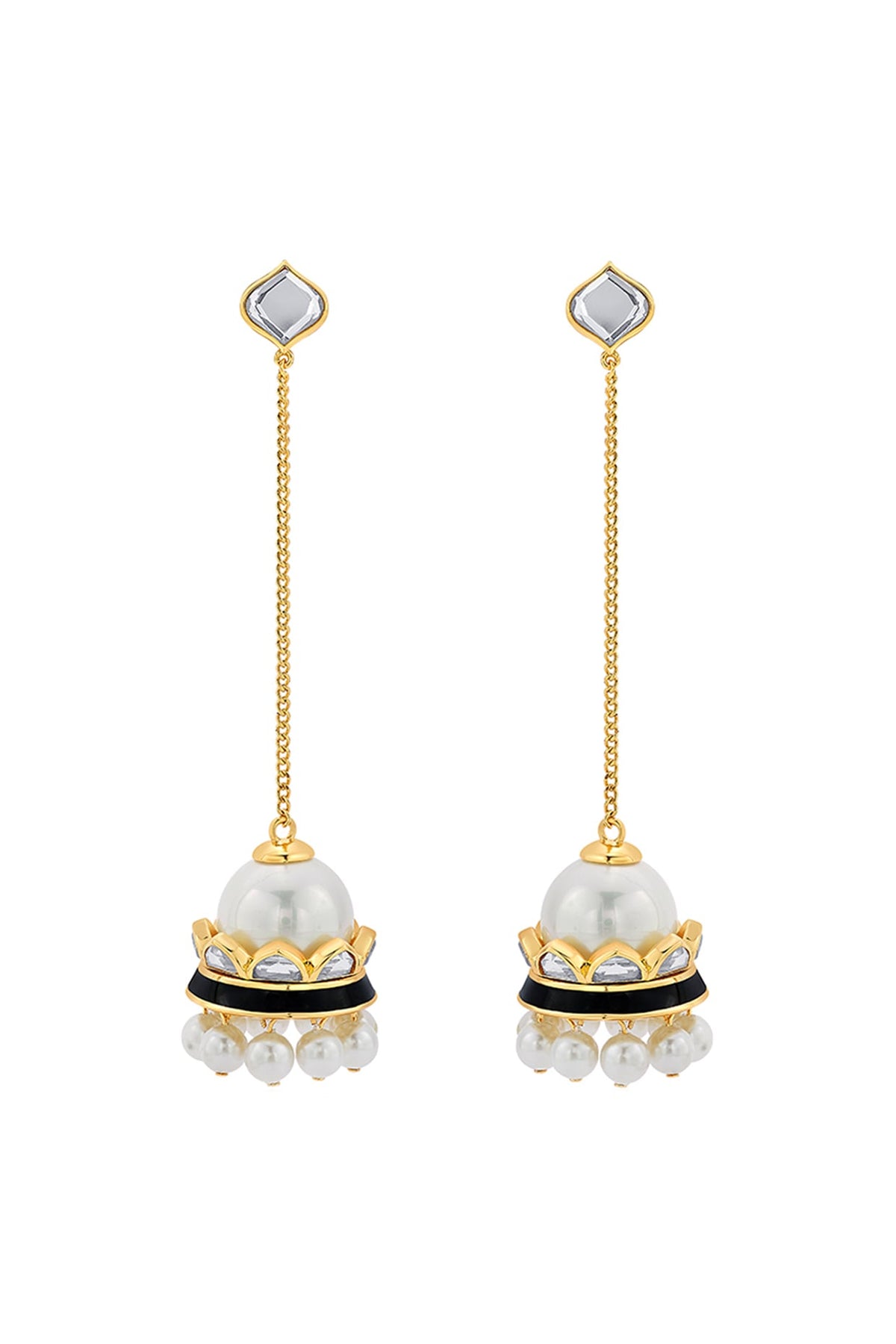 Gold Plated Pearls & Mirror Jhumka Earrings