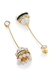 Gold Plated Pearls & Mirror Jhumka Earrings