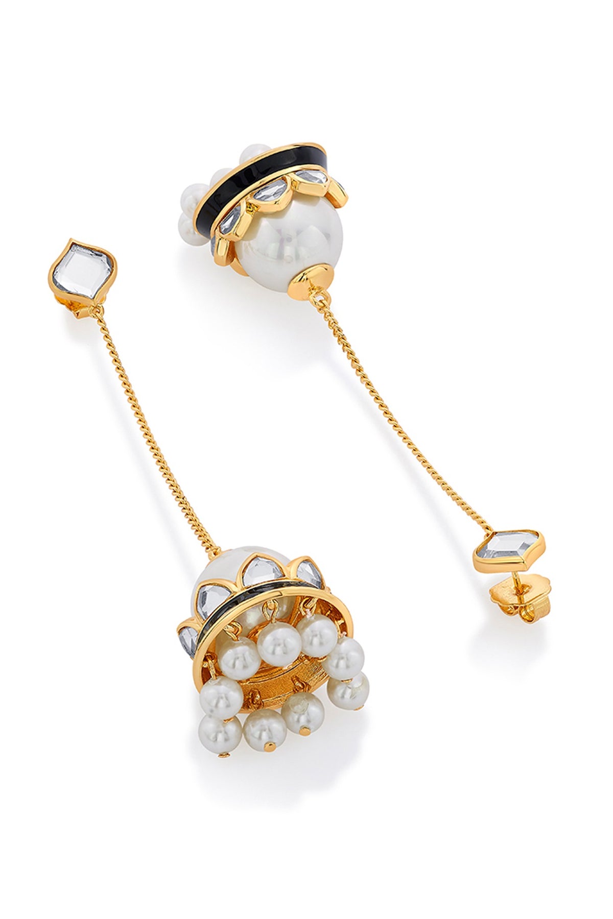 Gold Plated Pearls & Mirror Jhumka Earrings