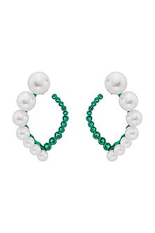 Gold Plated Quartz Pearls Stud Earrings