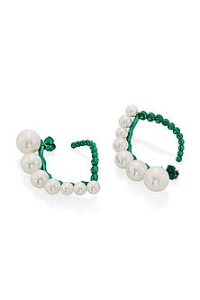Gold Plated Quartz Pearls Stud Earrings