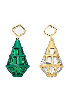 Gold Finish Mirror Dangler Earrings