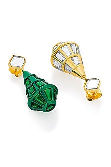 Gold Finish Mirror Dangler Earrings