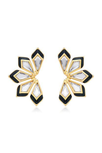 Gold Plated Floral Motifs Stud Earrings