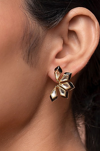 Gold Plated Floral Motifs Stud Earrings