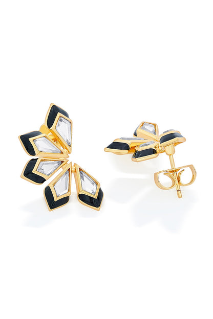 Gold Plated Floral Motifs Stud Earrings