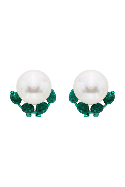 Gold Finish Shell Pearl Stud Earrings
