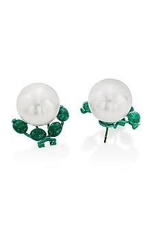 Gold Finish Shell Pearl Stud Earrings