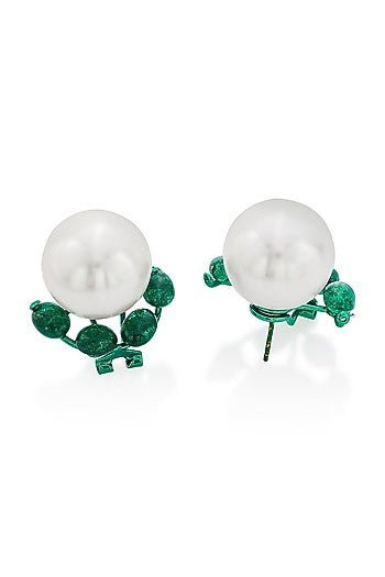 Gold Finish Shell Pearl Stud Earrings