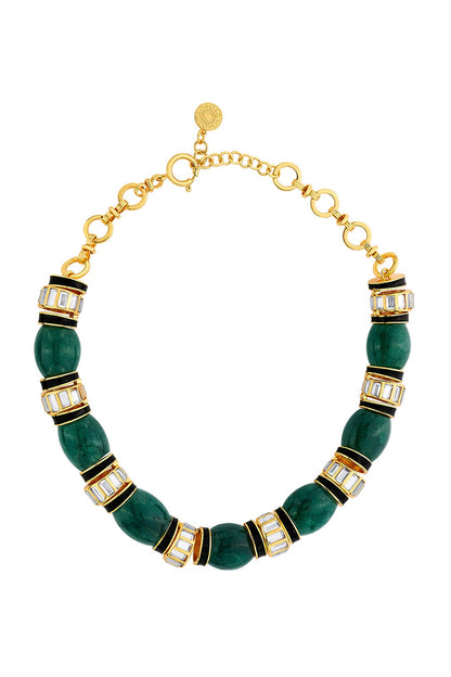 Gold Plated Mirror & Quartz Choker Necklace