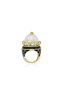 Gold Finish Pearl Dome Ring