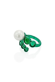 Gold Finish Pearl & Mirror Ring
