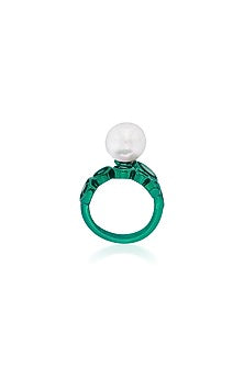 Gold Finish Pearl & Mirror Ring