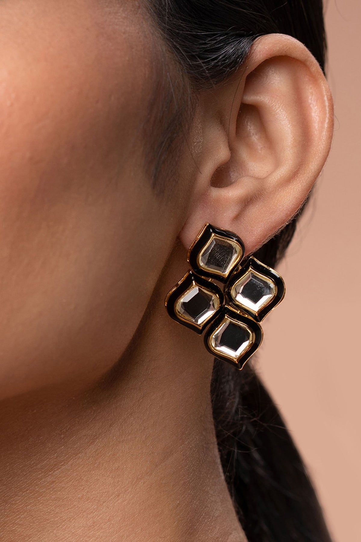 Gold Plated Mirror Stud Earrings