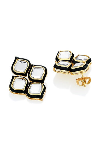 Gold Plated Mirror Stud Earrings