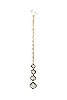 Gold Plated Mirror Enameled Maang Tikka