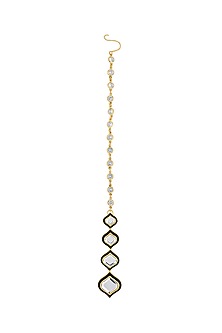 Gold Plated Mirror Enameled Maang Tikka