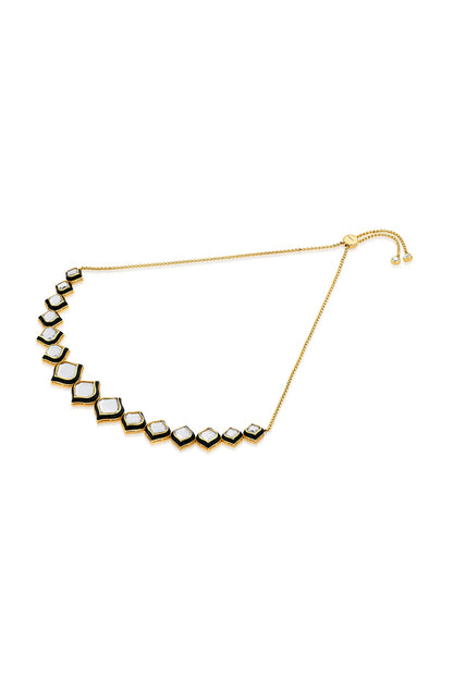 Gold Plated Mirror & Zircon Necklace