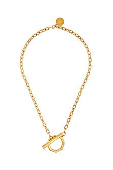 Gold Finish Toggle Link Chain Necklace