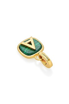 Gold Finish Malachite Stone Charm