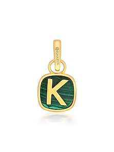 Gold Finish Malachite Stone Charm