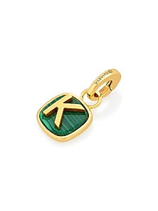 Gold Finish Malachite Stone Charm
