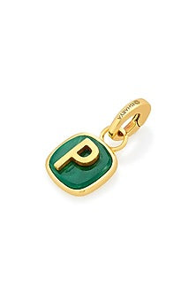 Gold Finish Malachite Stone Charm