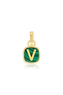 Gold Finish Malachite Stone Charm