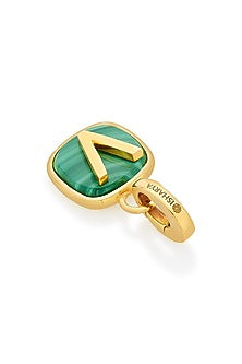 Gold Finish Malachite Stone Charm